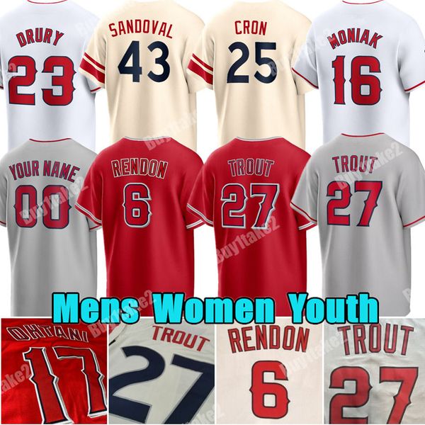 27 Mike Trout Jersey de béisbol personalizado CJ Cron Anthony Rendon Nolan Schanuel Angels Brandon Drury Los Angeleses Patrick Sandoval Nolan Schanuel Taylor Ward Jo Adell