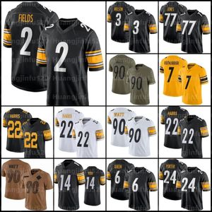 Russell Wilson 2 Justin Fields George Pickens TJ Watt voetbaljerseys Joey Porter Jr Jerome Bettis Najee Harris Pat Freiermuth Minkah Fitzpatrick Troy Polamalu