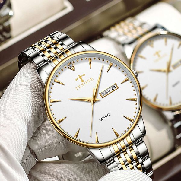 27 Business de mode simple étanche lumineuse à double quartz Tiktok Men's Steel Band Wrist Watch 11