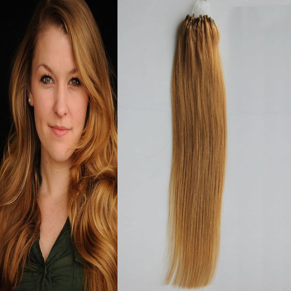 # 27 Strawberry B londe Straight Loop Micro Ring Hair 1g / brin 50s / pack 50g 7a cheveux vierges brésiliens blond miel 4b 4c