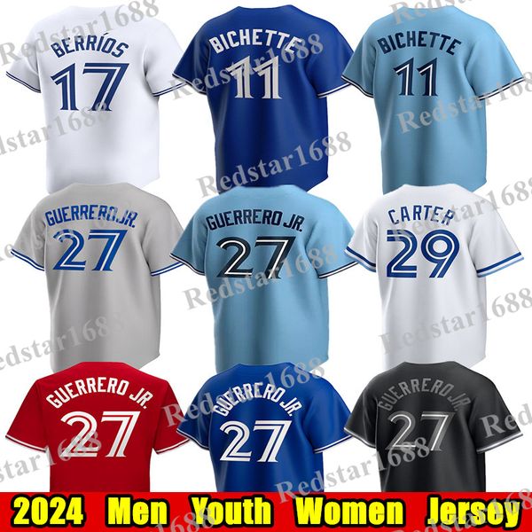 # 27 Vladimir Guerrero Jr. Baseball Jersey # 11 Bo Bichette George Springer Alek Manoah Kevin Gausman Chris Bassitt Alejandro Kirk Gurriel Jr. Hernandez Jerseys