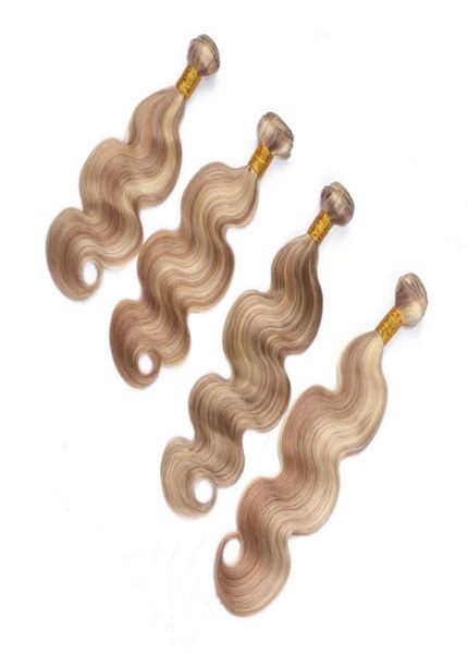 27613 Mix Piano Couleur Vierge Péruvienne Extensions de Tissage de Cheveux Humains Vague de Corps Brun Clair Highlight Blonde Piano Mixte Cheveux Humains 4747711