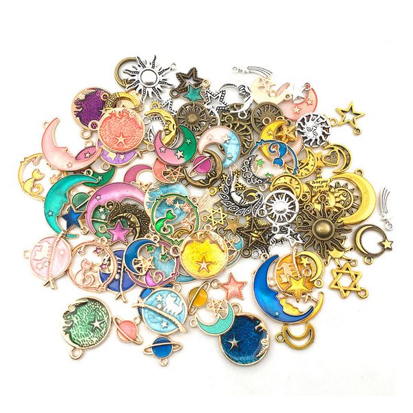 279 pcs/pack Multistyle Diy Charms pour Collier Bracelet Étoile Lune Soleil Fabrication de Bijoux Composants Prix de Gros