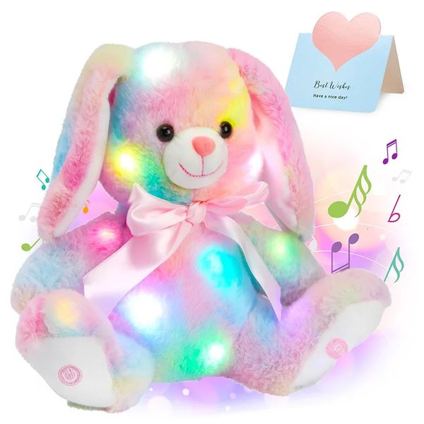 27cm Musical LED Light Plush Toys Cute Kawaii Oreillères Animaux en peluche lumineux Poupée Toy Soft For Girls Children Decor Home 231222