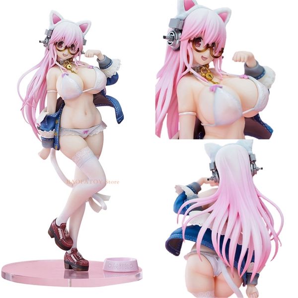 27 cm Nitro Super Sonic Super Sonico Chat Blanc Ver Anime Figure Super Sonico Action Figure Nitroplus Collection Modèle Poupée Jouets 220702