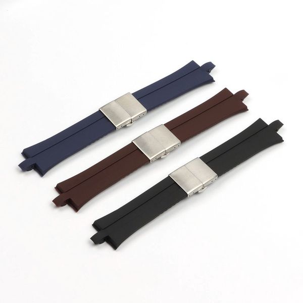 27mm * 22mm bleu marron noir bracelet en caoutchouc de Silicone souple pour bracelet Porsche Design P6360 accessoires de montre outils de bracelet de ceinture