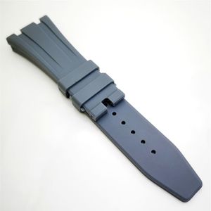 Bracelet de montre en caoutchouc de couleur grise, 27mm, fermoir pliant de 18mm, taille de cosse AP, pour montre Royal Oak 39mm 41mm 15400 15390241g
