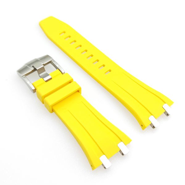 27mm jaune élastique 20mm boucle Tang bracelet en acier liens de connecteur adaptés pour AP 39mm 41mm montre-bracelet Royal Oak montre-bracelet