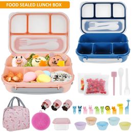 27 pièces Bento boîte à déjeuner Kit 1300 ml déjeuner récipient de nourriture avec sac de rangement boîte à sauce fourchette cuillère fourchette à fruits vaisselle de cuisine 240304