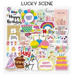27 Stuks Verjaardag Thema Notebook Planner Decoratie Stickers Cake Party Gitaar Bagage Water Glas S01566 240301