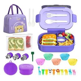 27 Stuks Lunchbox 1300 Ml Magnetron Voedsel Container Bento Opbergtas Saus Lepel Fruit Vork Voor Kinderen Volwassenen Picknick thermoskan 240312