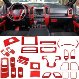 27 pièces accessoires de Kit de garniture de décoration intérieure de voiture rouge pour Ford F150188M