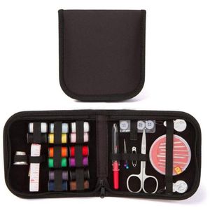 27 unids / set Kit de caja de costura de viaje portátil Puntadas de hilo de coser Herramientas con agujas Botones de tela Tijeras artesanales Regalos para mamá 196S