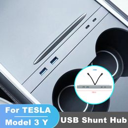 27W Charger rapide USB Shunt Hub pour Tesla Modèle 3 Y 2021-2023 Adaptateur de voiture d'amarrage intelligent