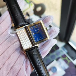 Reloj Reverso de 27x46mm, nuevo reloj con cara de espejo ultrafino de acero inoxidable 3978480, relojes de cuarzo japonés para hombres y mujeres, relojes resistentes al agua de alta calidad
