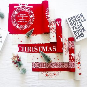28 * 270 cm Merry Christmas Tafelkleed Sneeuwvlok Vlag Runners Afdrukken Tableken Goed uitziende Party Verjaardag Decoratie Artikelen 15 3XB E2