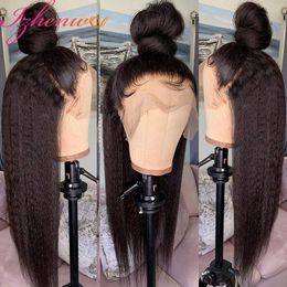 28 30 pouces transparentes Certinet Straitement 13X4 13X6 360 Lace Frontal Human Hair Wigs Yaki 4x4 Perruques de fermeture en dente