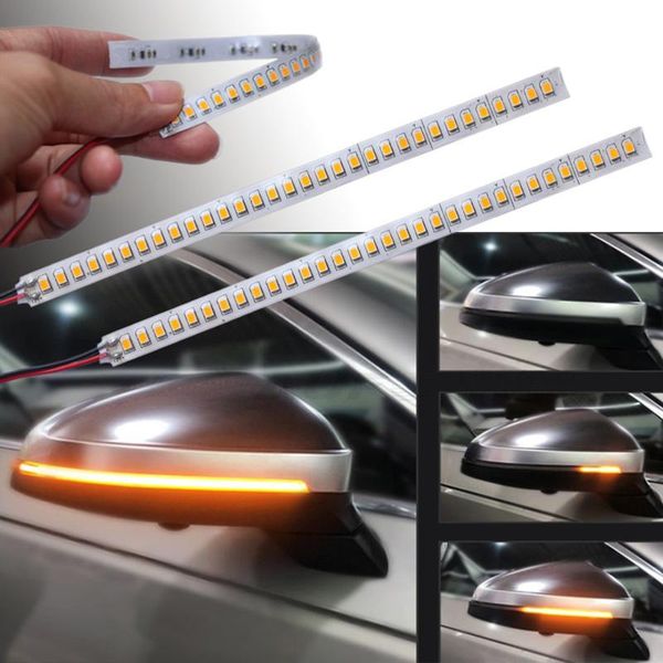 28/32 Led Avertissement Bande Bande Signal Autocollants Dynamique Séquentiel Rétroviseur Latéral Clignotant Clignotant Indicateur Ambre IntérieurExterne