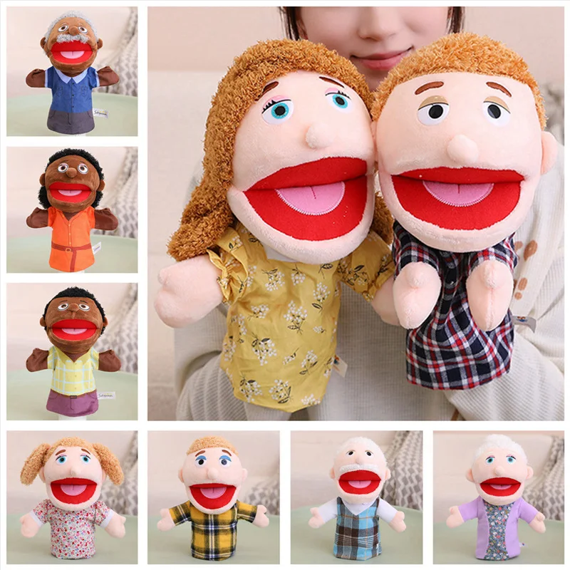 28-33cm Kids Plush Finger & Hand Puppet Popular Activity Boy Girl Role Play Bedtime Story Props Family Role Playing Toys Doll
