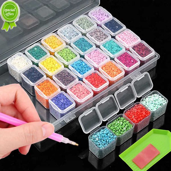 28/56 Girds Boîte de rangement en plastique détachable avec étiquette autocollante pour bijoux Nail Art Diamant Peinture Accessoires Conteneurs boîtes