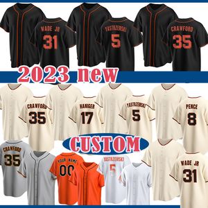 Maillots de baseball New Wear Giants de San Francisco 2023 35 Brandon Crawford 5 Mike Yastrzemski 31 LaMonte Wade Jr Michael Conforto Mitch Haniger Joc Pederson 7 Davis