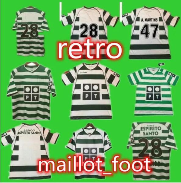 # 28 C RONALDO Sporting Lisbonne rétro 2001 2002 maillots de football 01 02 Vintage Maillot QUARESMA Camisa de futebol M NICULAE football GG