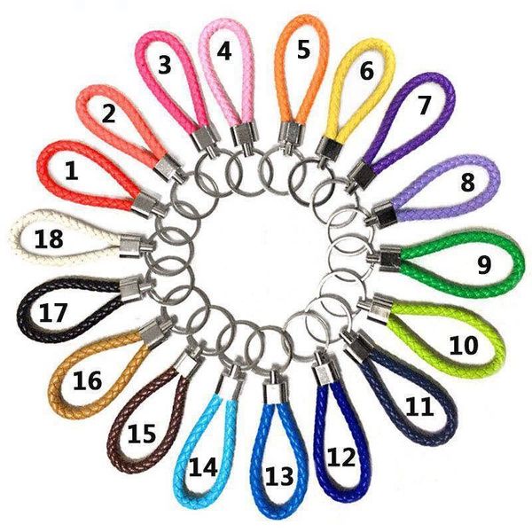 28 couleurs Nouveau tressé en cuir corde porte-clés accessoires hommes femmes fait à la main voiture porte-clés pendentif porte-clés cadeau prix en vrac DHL/UPS/FedEx livraison gratuite