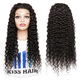 Pelucas de cabello humano Frontal de encaje ondulado de 28 pulgadas para mujeres cabello virgen brasileño peluca de encaje transparente HD peluca con cierre 4x4 Color Natural Remy 180% densidad
