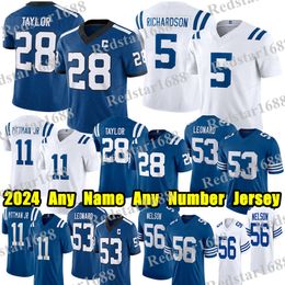 # 28 Maillot de football Jonathan Taylor # 5 Anthony Richardson Michael Pittman Jr. Quenton Nelson Moore II Peyton Manning Shaquille Leonard N'importe quel nom n'importe quel numéro maillots