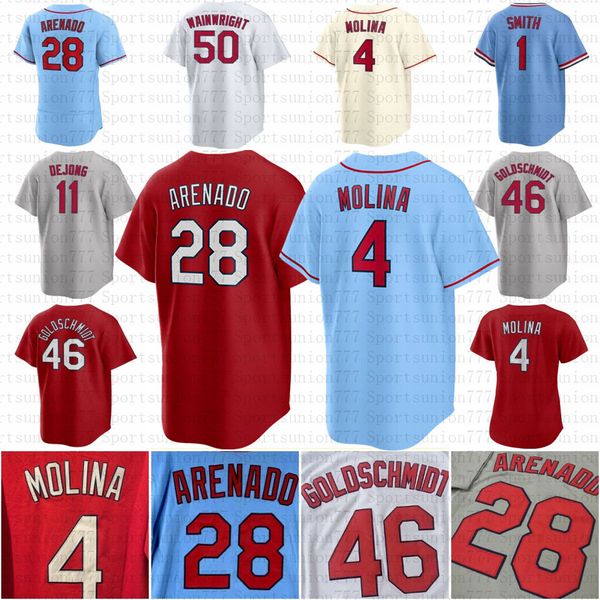 28 Nolan Arenado Gorman 46 Maillot de baseball Paul Goldschmidt Stan Musial Adam Wainwright Lars Nootbaar Albert Pujols Molina Smith