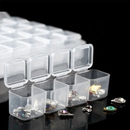 28 Slots Adjustable Transparent Plastic Storage Jewelry Box Compartment Earring Bead Screw Holder Display Organizer Container