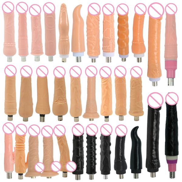 28 Types d'accessoires de Machine sexy, godes pour 3XLR avec grand gode, pénis pliable à 3 broches noir/couleur chair