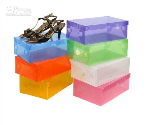 28 x 18 x 10 cm Boîtes de rangement de chaussures en plastique transparent empilables pour femmes transparentes 11pcs / lot 213G