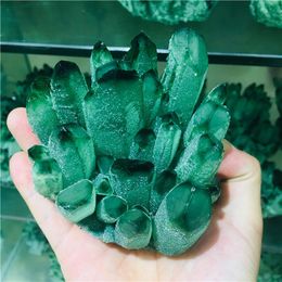 280-1.2kg Natuurlijke groene Ghost Quartz Crystal Cluster Healing Crystals Rauwe edelsteen Specimen voor HomeOfice Decoration Fengshui 201125