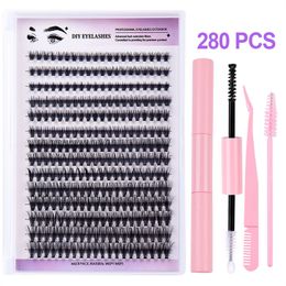 280 pcs différentes tailles stables segmentées d curl 30 p cils diy kits d'extension de col de colle à colle double 2 en 1