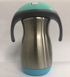 280 ml Sippy Cups Babyfles met Tepel Peuters kan DIY Roestvrijstalen Herbruikbaar Vacuüm Geïsoleerd Dubbelwand Melkflessen Kind