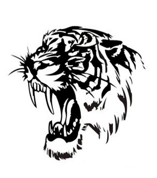 2828 cm Sticker de voiture réfléchie décalants tigres Tiger Head Hood of Car and Motorcycle Side Car Stickers Steller Blacksilverylow CT5761842391