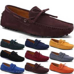 283 Nouvelle Mode Hommes Casual Chaussures En Cuir Style Britannique Printemps Couple Véritable Peas Scrub Men Drive Paresseux Couvre-chaussures Extérieur Confortable Respirant Noir Jaune