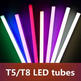 2835SMD LED-buizen T5 Geïntegreerde LED-kleurenbuis 0,3 m/0,6 m LED Red Green Blue Pink Purple Tube voor vers voedsel AC100-265V