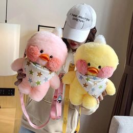 28 cm Lindo LaLafanfan Café Pato Mochila de felpa Kawaii Juguetes Relleno Bolso cruzado Muñeca Hombro Escuela para niñas Regalo 240314