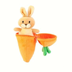 28cm Pâques Carrot Bunny Farpped Surprise Zip Up Rabbit Hideaway Gift Gift Birthday Decor Creative Throw Toys en peluche