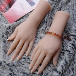 28 cm hoogwaardige realistische siliconen siliconen mannequin hand levense soft model hand display sieraden nail art manicure leerhand