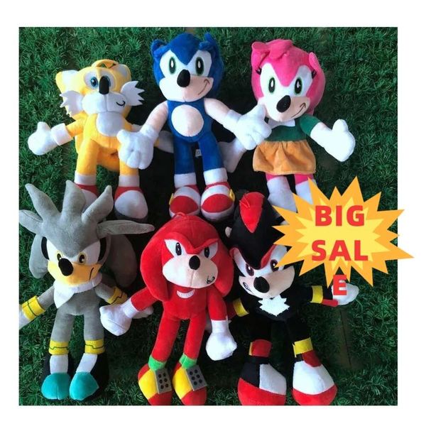 28 cm Nnew Diseñador Llegada Sonic Fashion the Tails Knuckles Echidna Peluches Peluches Regalo Traje Venta al por mayor Popular de moda suave