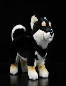 28 cm Shiba Inu vraie vie en peluche debout japonais chien noir poupée pour animaux de compagnie doux réaliste peluche mignon enfants jouets cadeaux de noël Q06061172