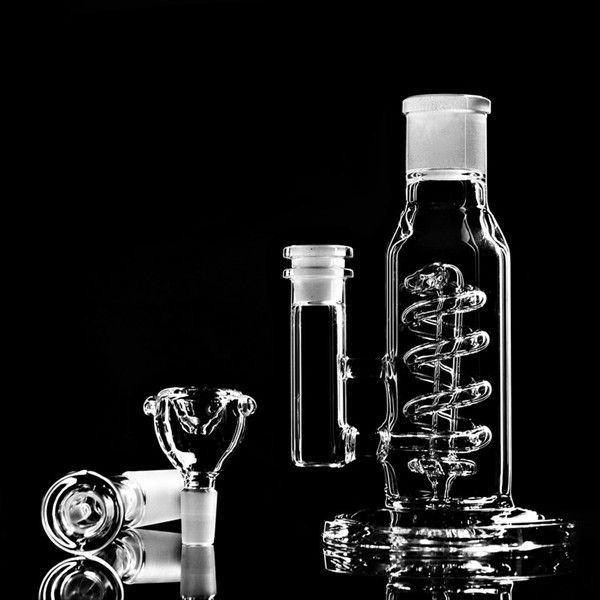 28 cm de alto Bobina congelable Bong Bubbler Hookahs Bongs de agua de vidrio Pipa para fumar Reciclador Dab Rigs con un recipiente de 14 mm