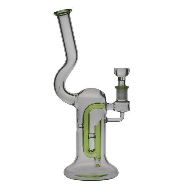 28 cm de altura Bomba de difusión Natty Bong Hookahs con bola de salto Fumar pipa de agua Dab Rig Tamaño de la junta 14,4 mm SAML GLASS FC-Can