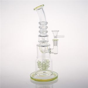 Bong en verre épais de 28 cm de haut avec 14,4 pièces de cône de joint Deux Fuction Fumer Bubbler perlé Percolato Bonnes plates-formes pétrolières de filtration