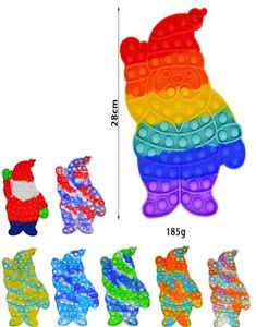 Juguetes de 28 cm Rainbow Anti estrés Bubbles Santa Claus empuje Juegos sensoriales para el tensión del juguete STRELIVER REUSABLE REUSABLE Niños para adultos Regalos 5125305