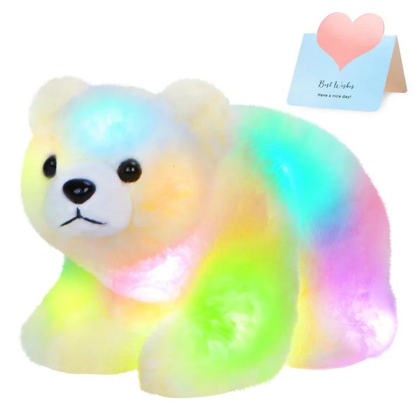 28 cm blanc ours polaire poupée en peluche jouet éclairer doux mignon de haute qualité PP coton animaux en peluche pour les filles enfants lumineux 231220