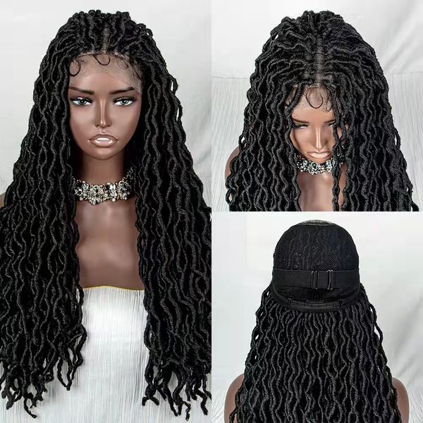 28 pouces Naturel Synthétique Dreadlocks Dentelle Avant Perruques Dentelle Frontale Tresse Coiffures Perruque BZ5